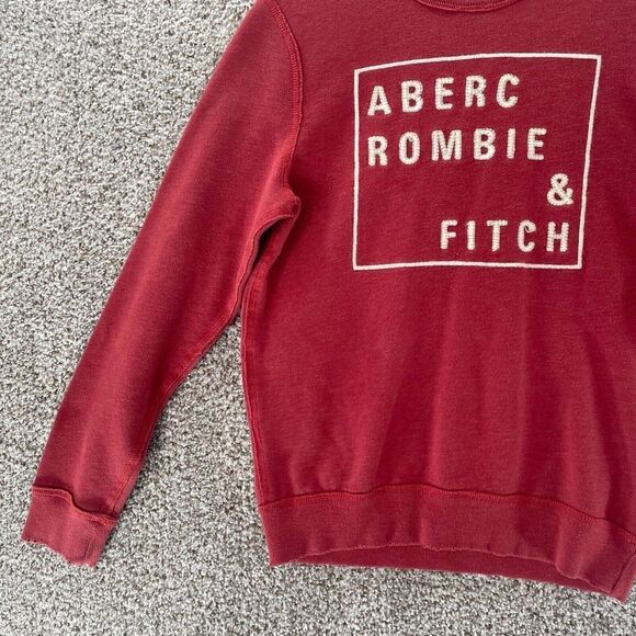 Abercrombie & Fitch Sweatshirt Mens Small Red Muscle Embroidered Logo Preppy - Picture 6 of 10